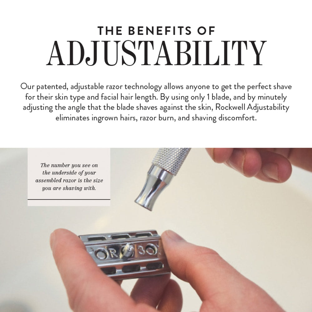 Rockwell 6S Stainless Steel Adjustable DE Safety Razor - Matte Stainless (6 Settings) - Image 9