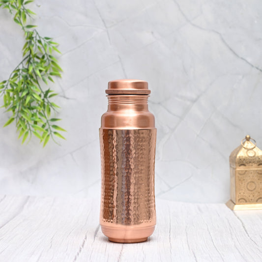 Sama Homes Pure Copper Water Bottle 1300ML Hand Hammered Silk Finish Leak Proof