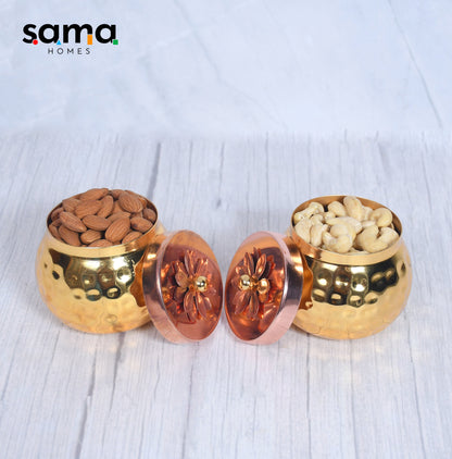 Copper Dry-Fruit Pot Gifting Box Set of 4 and 2 - Sama Homes