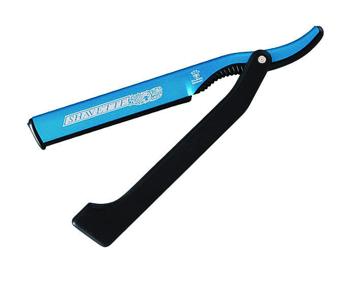 Dovo Shavette, Blue Aluminum with Black Plastic Handle - Image 2