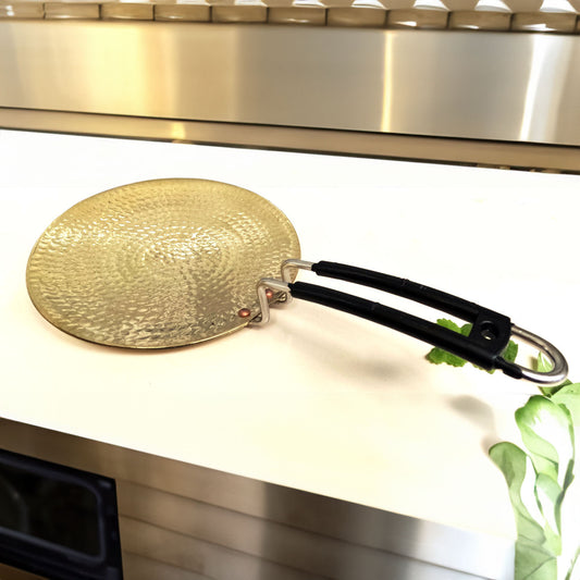 Premium Half Hammered Brass Roti Tawa 10" for Authentic Indian Cooking - Sustainable & Durable Cookware - Sama Homes