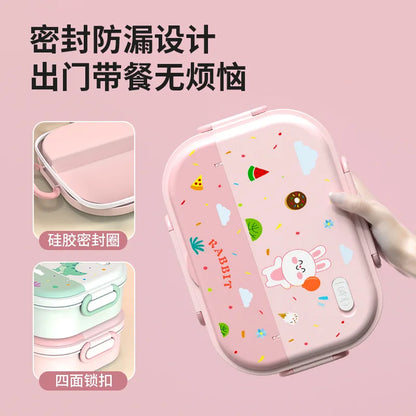 316 Stainless Steel Insulated Bento Lunch Box for Kids Cartoon Food Grade Portable Thermal Compartments Cute Children's Lunch