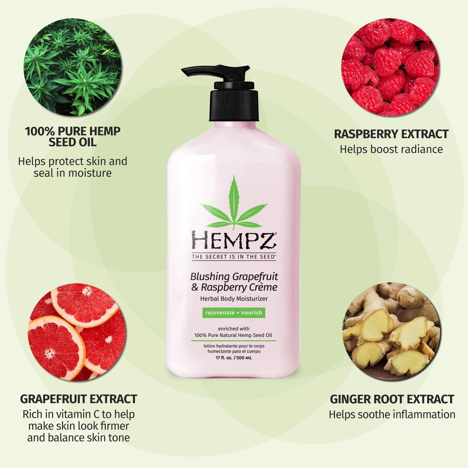 Blushing Grapefruit & Raspberry Creme Herbal Body Moisturizer 17 OZ. - Image 3