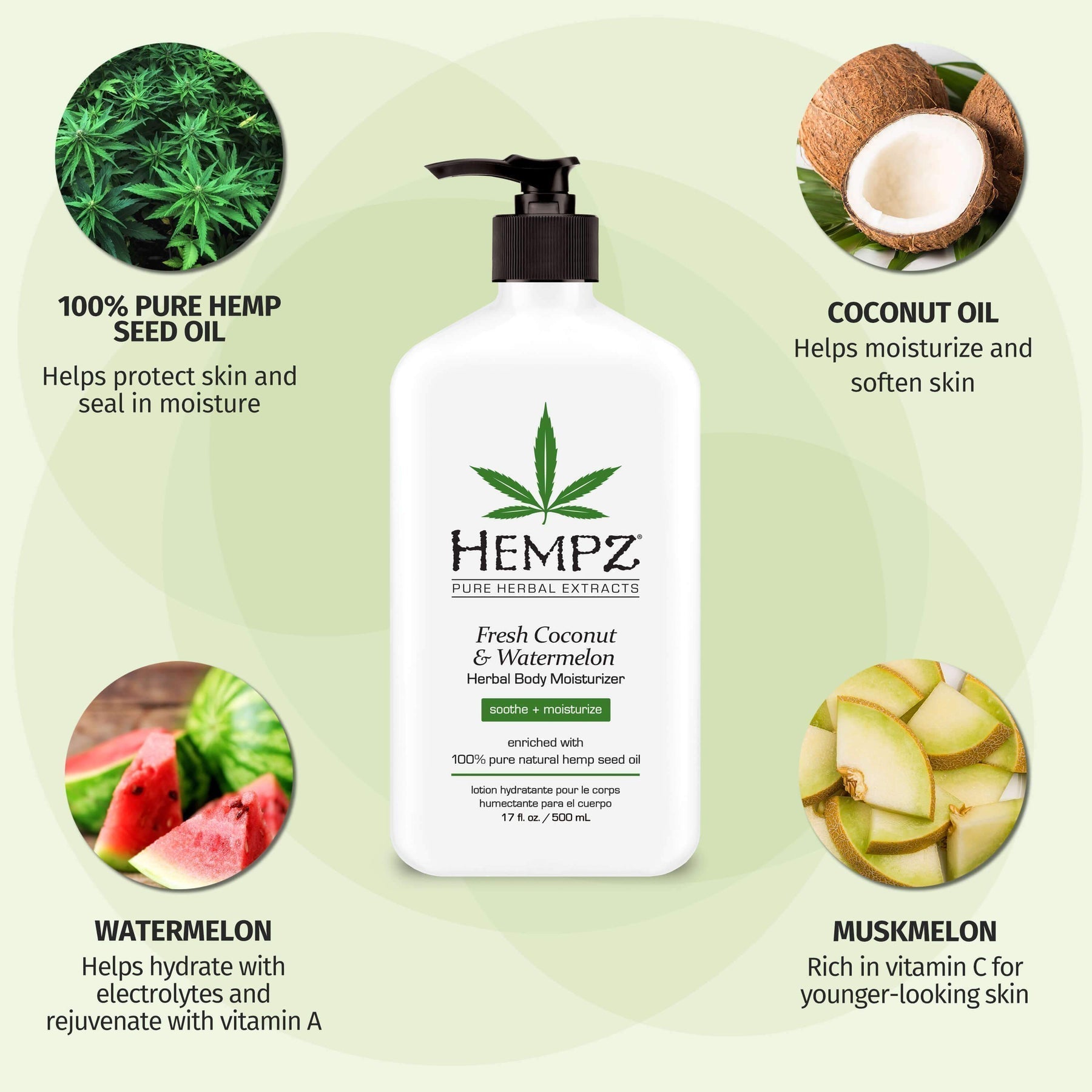 Fresh Coconut & Watermelon Herbal Body Moisturizer 17 OZ. - Image 2
