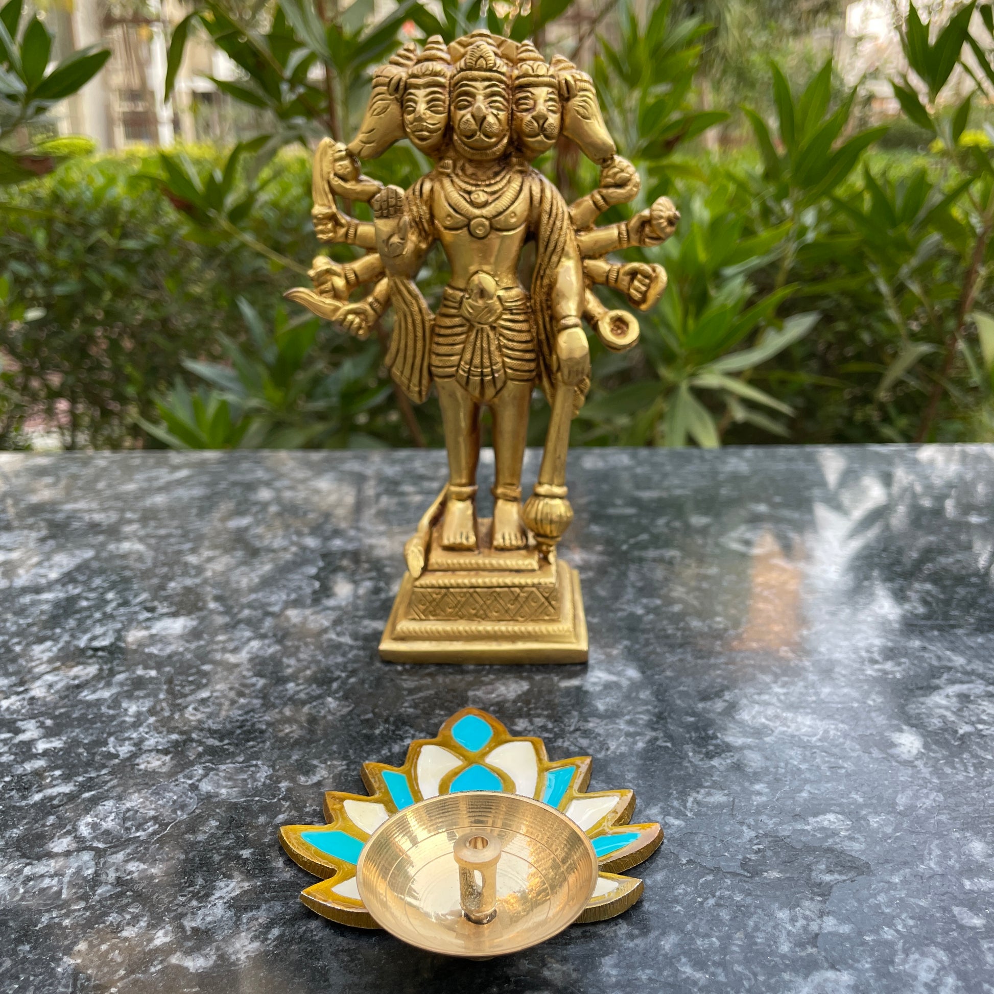 Brass Lord Panchmukhi Hanuman 7 Inches Idol – Image 3 - Image 3