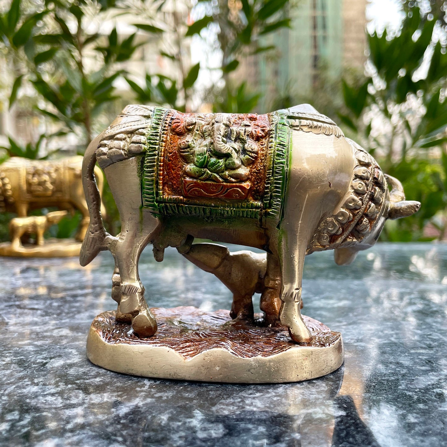 Brass Kmadhenu cow with antique Design