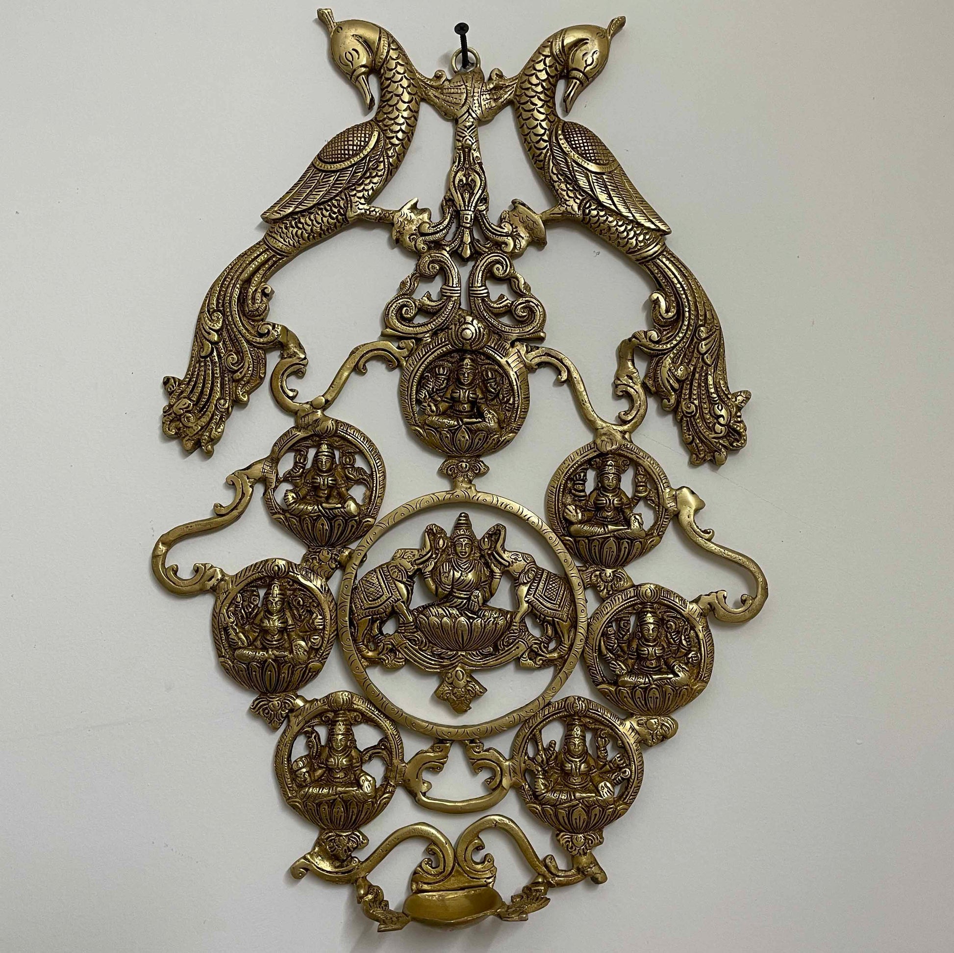 Brass Ashtalakshmi wall hanging with Diya 18 Inches