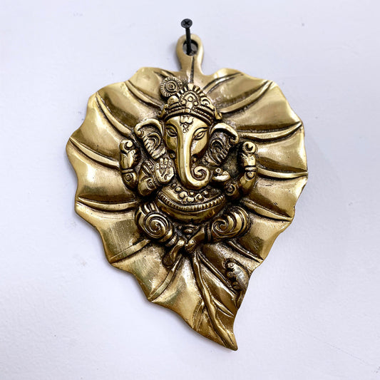 Brass Ganesha Wall Hanging on Antique Peepal Leaf|Ganpati Idol for Home Decor & Diwali| Ganesh Hanging Decor For Good Luck
