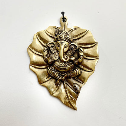 Brass Ganesha Wall Hanging on Antique Peepal Leaf|Ganpati Idol for Home Decor & Diwali| Ganesh Hanging Decor For Good Luck