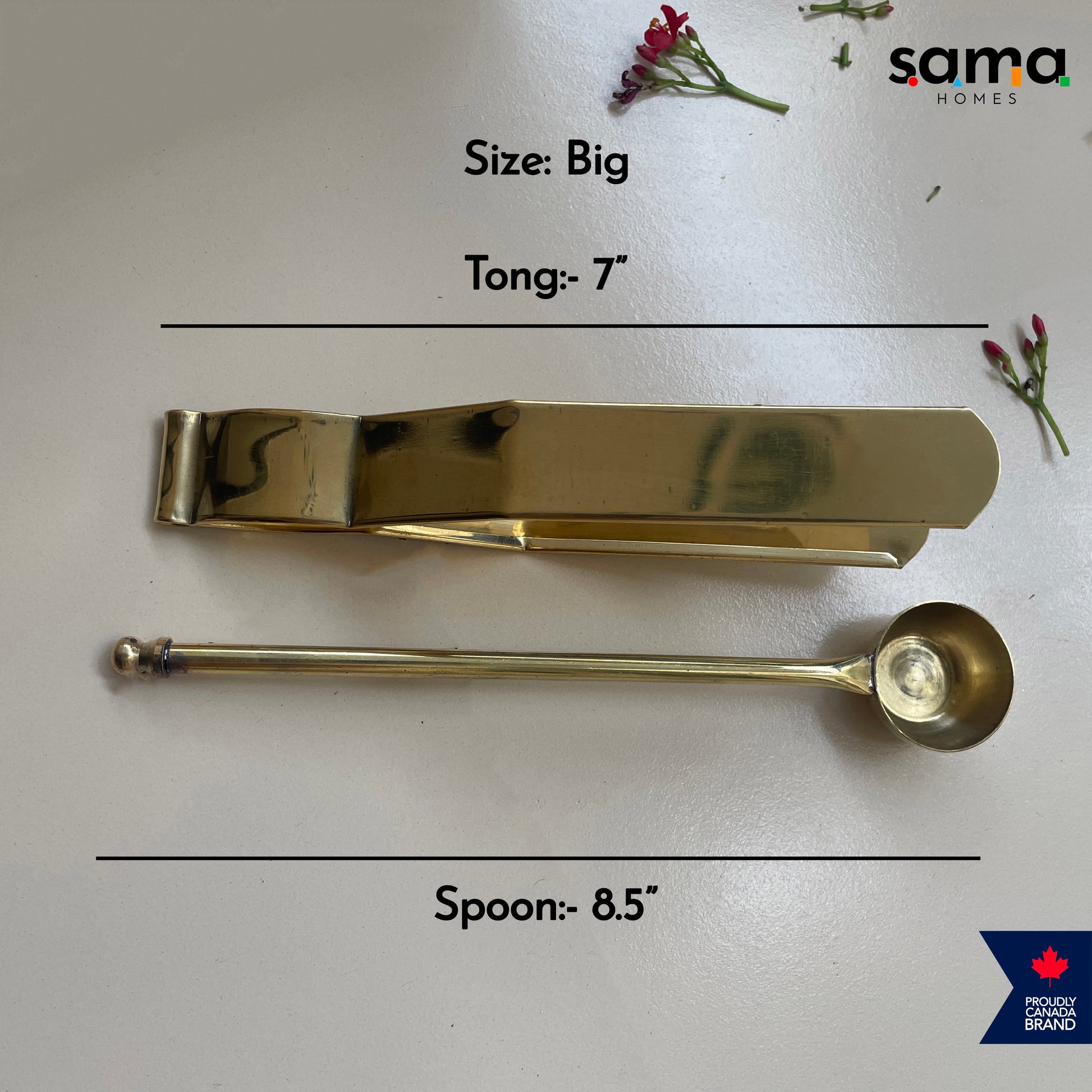 Brass Hawan Kund Spoon and Tong (Chimta)
