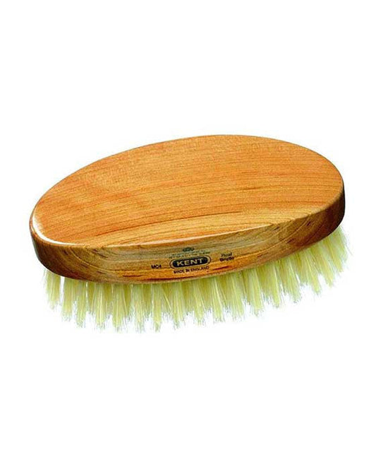 K-MC4 Kent Military Brush, Oval, Cherrywood, Travel Size, Pure White Bristle Hairbrush