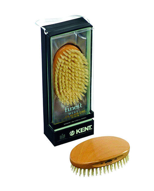 K-MG3 Kent Military Brush, Oval, Beechwood, Pure White Bristle Hairbrush