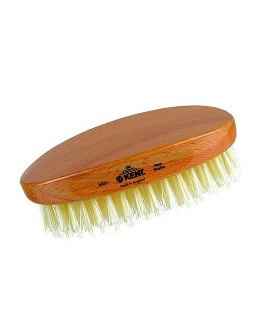 K-MG3 Kent Military Brush, Oval, Beechwood, Pure White Bristle Hairbrush