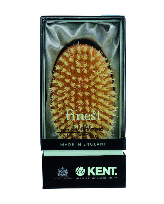 K-MG3 Kent Military Brush, Oval, Beechwood, Pure White Bristle Hairbrush