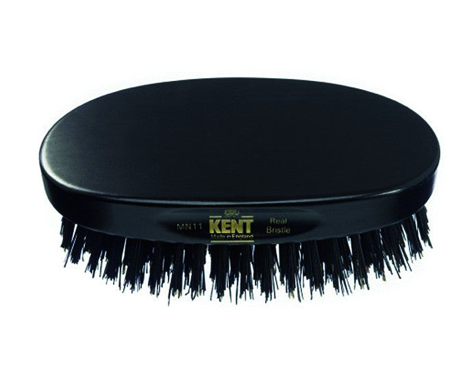 K-MN11 Kent Military Brush, Oval, Black Bristles, Ebonywood