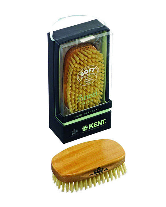 K-MS23D Kent Military Brush, Rectangular, White Soft Bristles, Satinwood & Beechwood