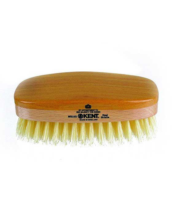 K-MS23D Kent Military Brush, Rectangular, White Soft Bristles, Satinwood & Beechwood