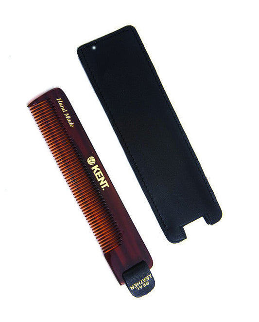 K-NU22 Kent Comb, Fine Tooth With Leather Tab & Case (120mm/4.7in)