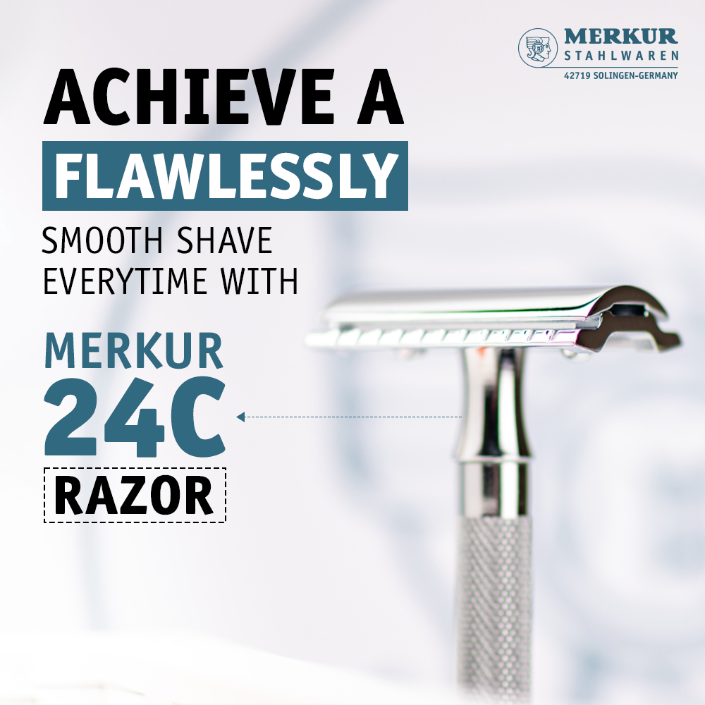 Merkur 3-Piece Ladies DE Safety Razor, Closed Comb, Knurled Extra Long Handle, Chrome, Pink Box - Image 4