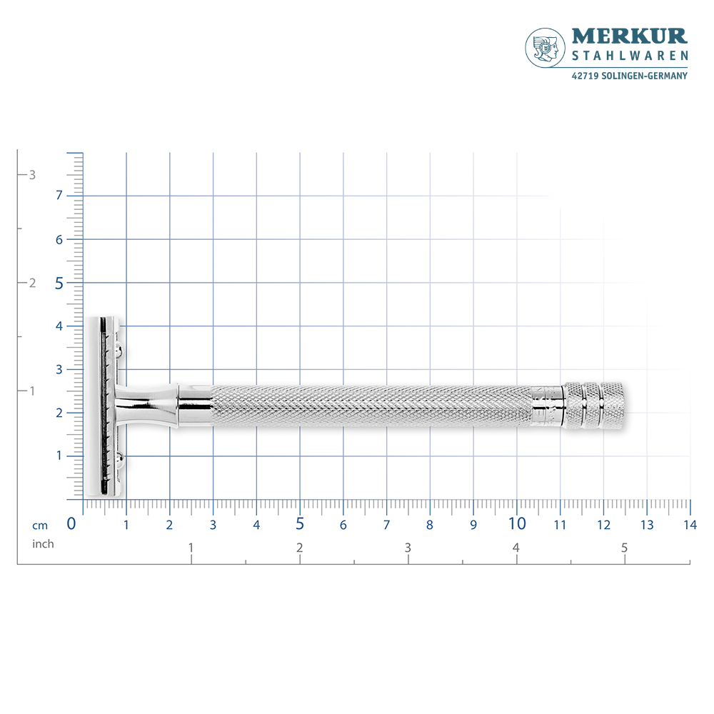 Merkur 3-Piece Ladies DE Safety Razor, Closed Comb, Knurled Extra Long Handle, Chrome, Pink Box - Image 6