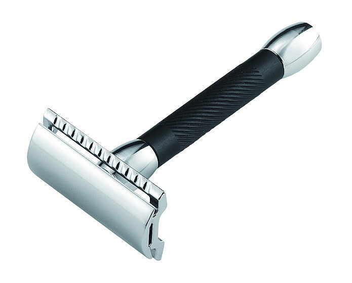 Merkur 30B 3-Piece DE Safety Razor, Closed Comb, Short Handle, Bright Chrome/ Black - Image 2