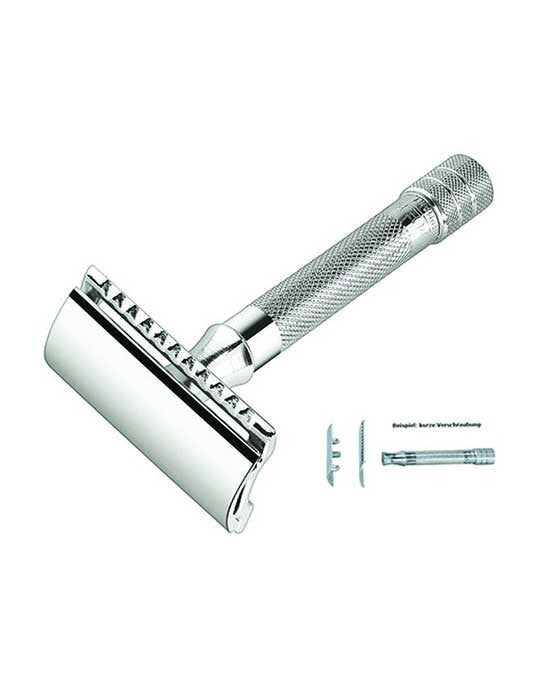 Merkur 33C 3-Piece DE Safety Razor, Closed Comb, Knurled Standard Handle, Chrome - Image 3