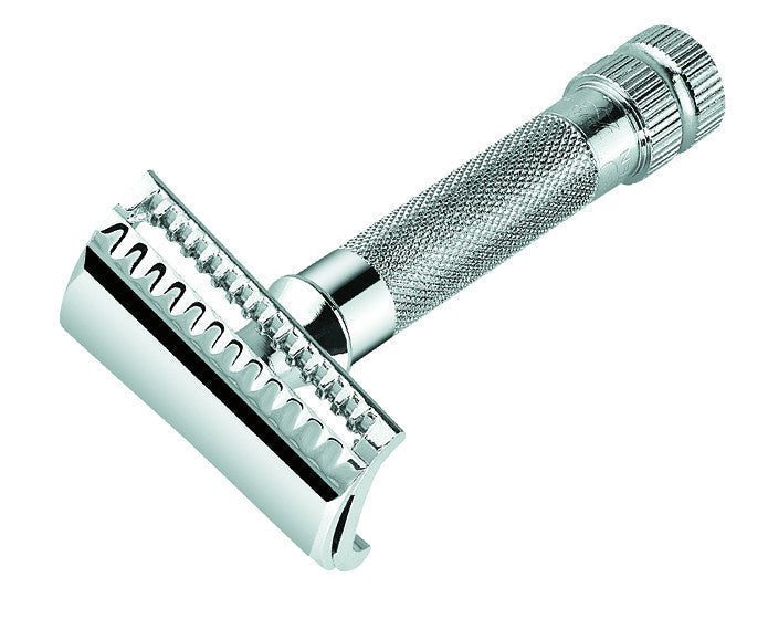 Merkur 37C 2-Piece DE Safety Razor, Slantbar Comb, Knurled Extra Thick Handle (HD), Chrome - Image 2