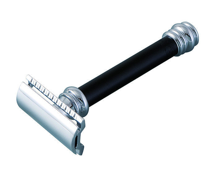 Merkur 38B 2-Piece DE Safety Razor, Closed Comb, Barberpole Long Heavy Handle, Black - Image 2