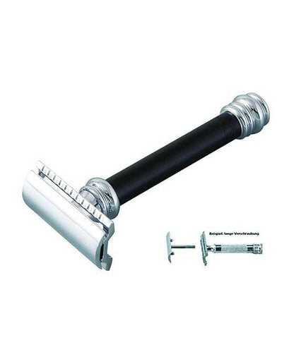 Merkur 38B 2-Piece DE Safety Razor, Closed Comb, Barberpole Long Heavy Handle, Black by Merkur - Double Edge Safety Razors (View 3)