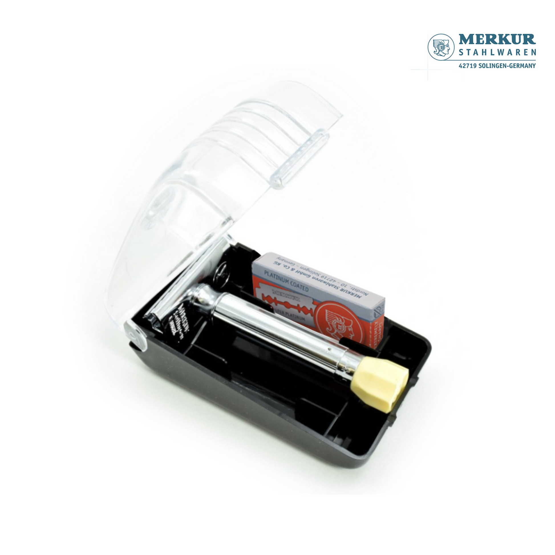 Merkur 3-Piece Shaving Set with Progress Adjustable Razor (500001), Hard Case and 10pack of blades, Chrome - Image 5