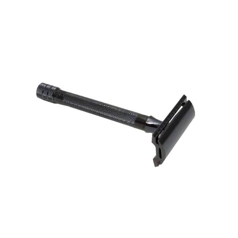 Merkur 23B 3-Piece DE Safety Razor, Closed Comb, Knurled Long Handle, Black - Image 3