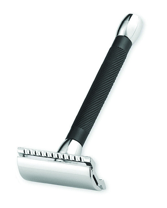 Merkur 20B 3-Piece DE Safety Razor, Closed Comb, Long Handle, Bright Chrome/ Black - Image 3