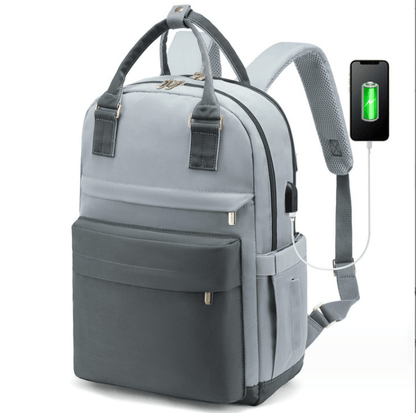 Fashnable laptop backpack with external charnign port in bag - Sama Homes