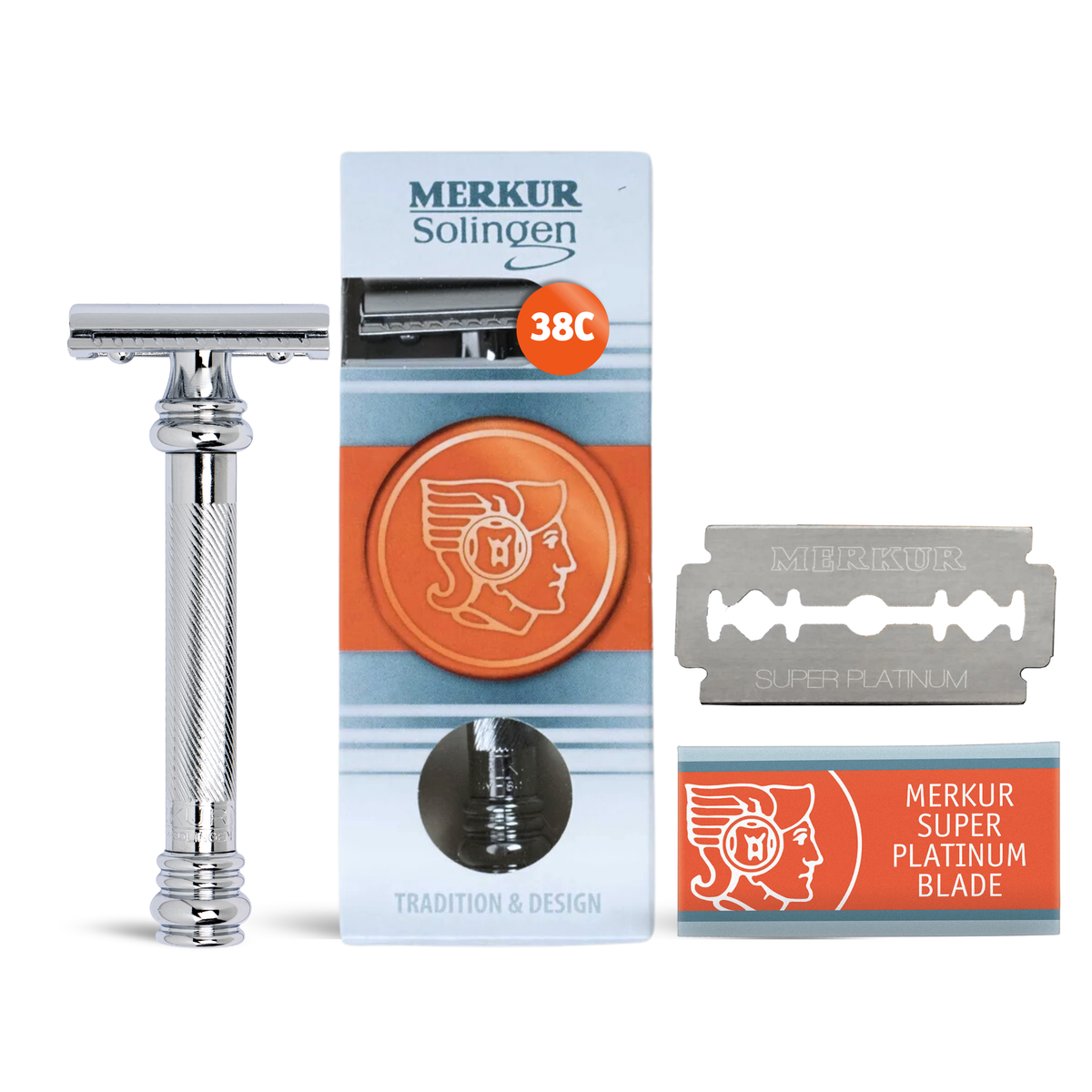 Merkur 38C  Double Edge Safety Razor: Barber Pole