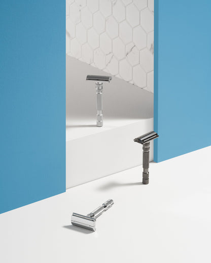 Rockwell T2 Adjustable Safety Razor - White Chrome (Twist-to-Open) by Rockwell - Double Edge Safety Razors (View 4)