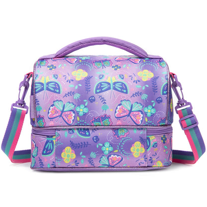Kids Lunch Bag with Comparments for Girls Toddler School Teen Lunch Box Tote Bag Double Decker Cooler Insulated Lunch Bag
