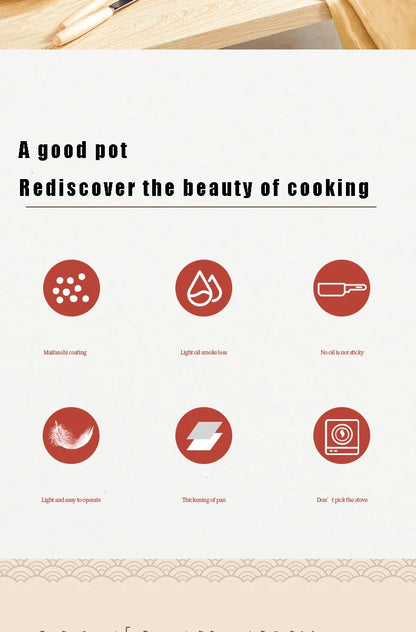 Non-Stick Pan Saucepan Frying Pan Wok Pan Home Steak Skillet Pancake Fried Induction Cooker Gas Stove Special Kitchen Cookware