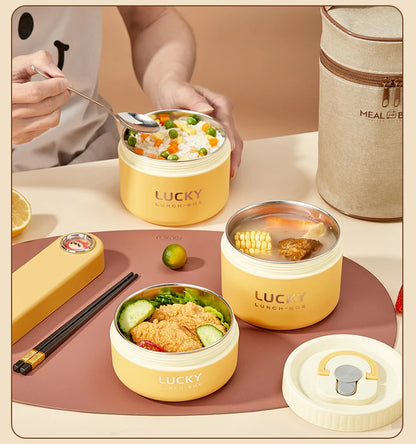 WORTHBUY Portable Sealed Thermal Lunch Box For Kids Stackable Microwave 304 Stainless Steel Bento Box Insulated Food Container
