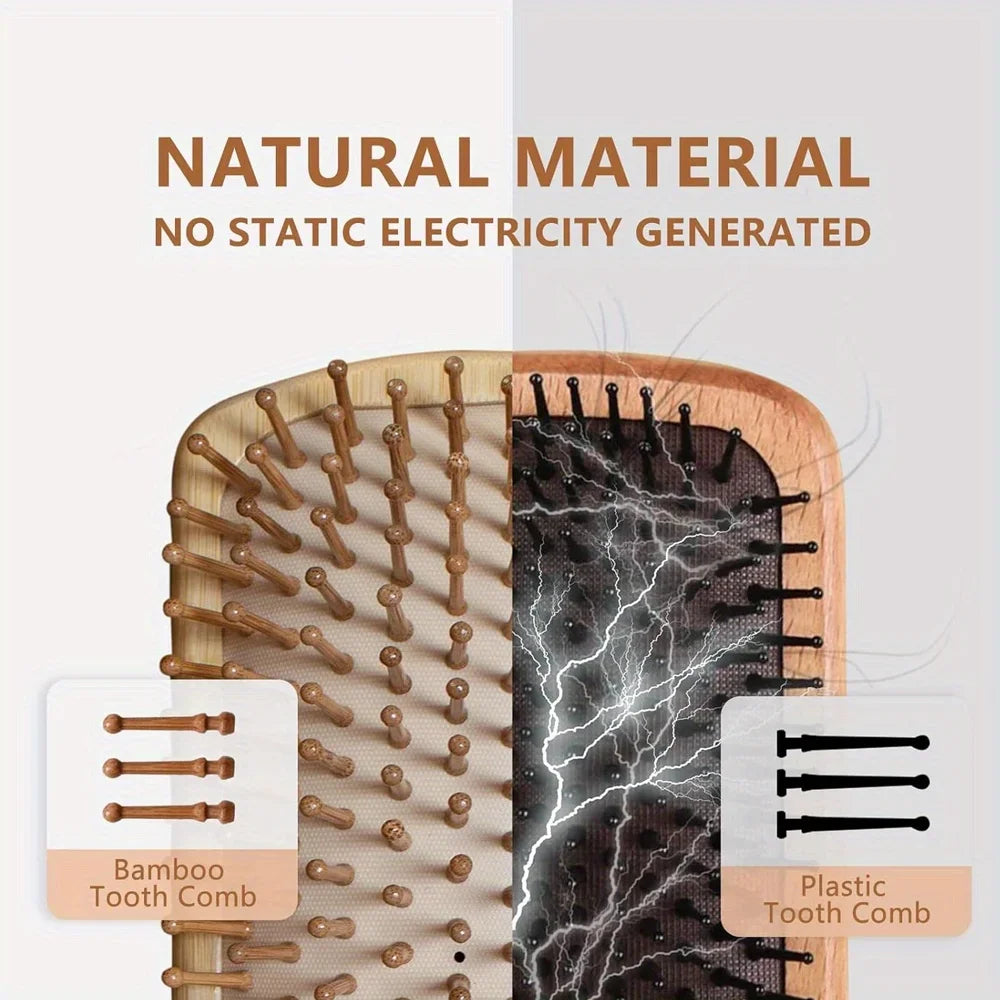 Natural Bamboo Hair Brush – Detangling & Scalp Massage Brush for All Hair Types, Anti-Bacterial, Promotes Healthy Hair Growth - Image 4