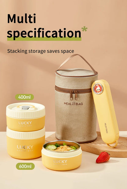 WORTHBUY Portable Sealed Thermal Lunch Box For Kids Stackable Microwave 304 Stainless Steel Bento Box Insulated Food Container