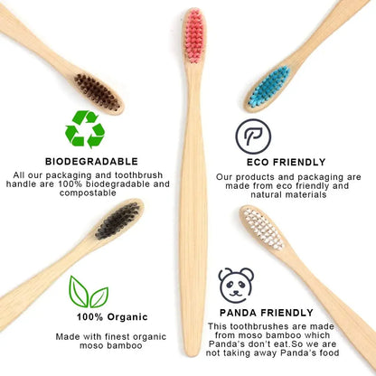50/100Pcs Bamboo Children's Soft Bristled Toothbrush is Naturally Biodegradable And Reduces Plastic Waste,Making It Very Suitabl