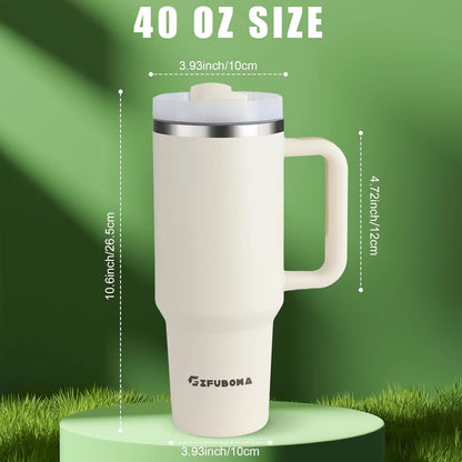 40oz Stainless Steel Insulated Water Bottle with Straw & Handle – Vacuum Flask Travel Coffee Tumbler, Hot & Cold Thermal Mug (1200ml)