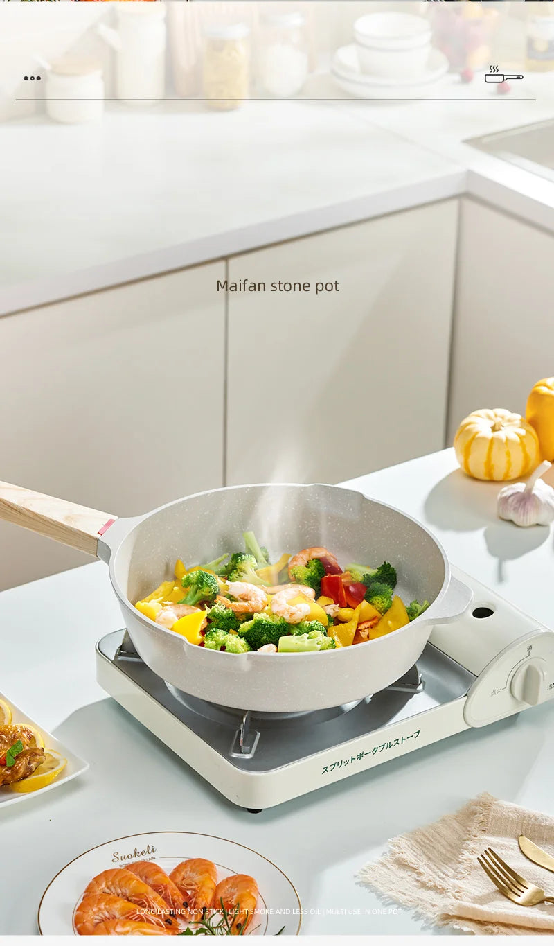 GIANXI Nonstick Pan Multifunctional Aluminum Alloy Coated With Medical Stone Wok Steak Egg Pancake Pot Set Kitchen Utensils