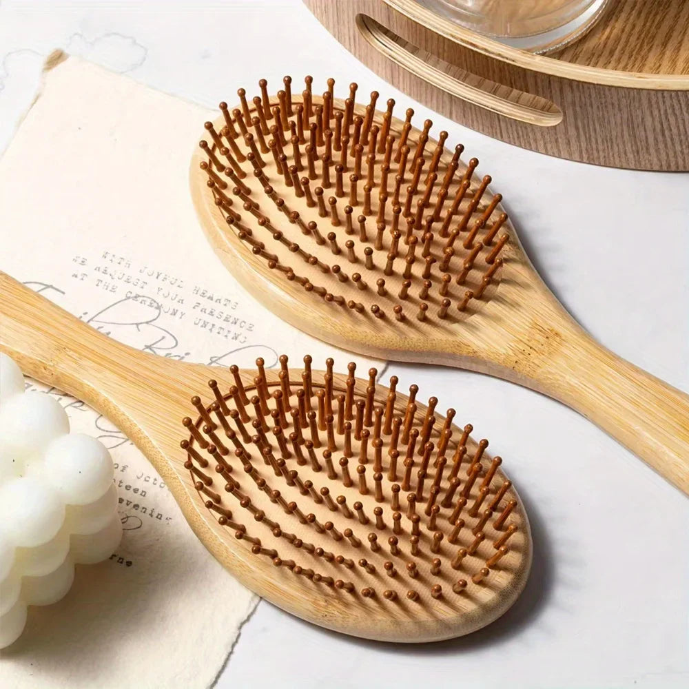Natural Bamboo Hair Brush – Detangling & Scalp Massage Brush for All Hair Types, Anti-Bacterial, Promotes Healthy Hair Growth