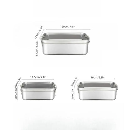 Stainless Steel Square Lunch Box Sealed Insulation Bento Box Lunch Box Canteen Large Capacity Compartment Lunch Box