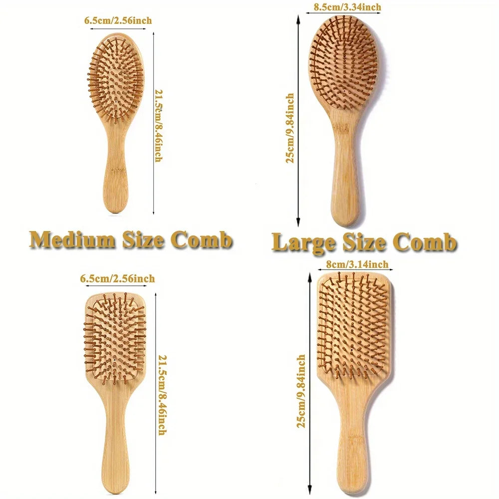 Natural Bamboo Hair Brush – Detangling & Scalp Massage Brush for All Hair Types, Anti-Bacterial, Promotes Healthy Hair Growth