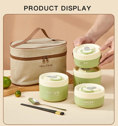 WORTHBUY Portable Sealed Thermal Lunch Box For Kids Stackable Microwave 304 Stainless Steel Bento Box Insulated Food Container