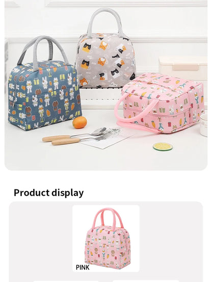 Cartoon Cute Portable Tote Lunch Box Bento Box Animal Pattern Lunch Bag Insulated Food Bag Lunch Box Bag Picnic Bag