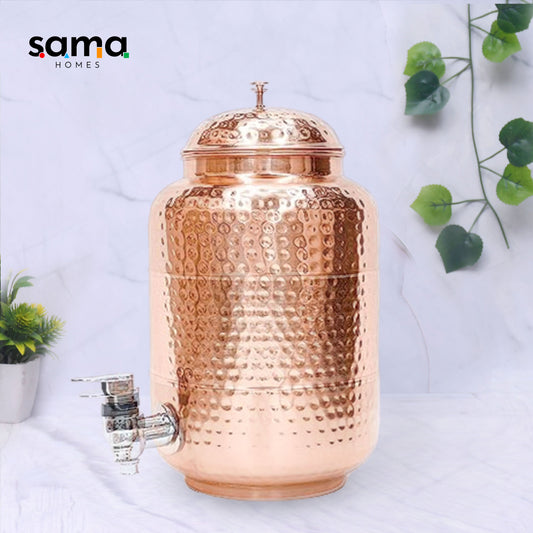 Pure Copper Full Hammered Water Dispenser (Matka) 5000ML - Sama Homes