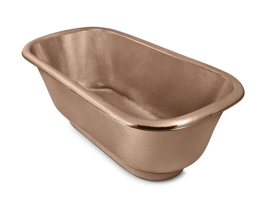 ISABELLA High-Polished Hammered Copper Bathtub| 66"x33"x24 |Freestanding Soaking Tub